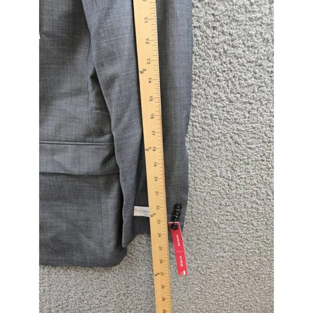 Calvin Klein Slim-Fit Wool Stretch Suit Jacket Men's 40L Gay Heather Long Sleeve